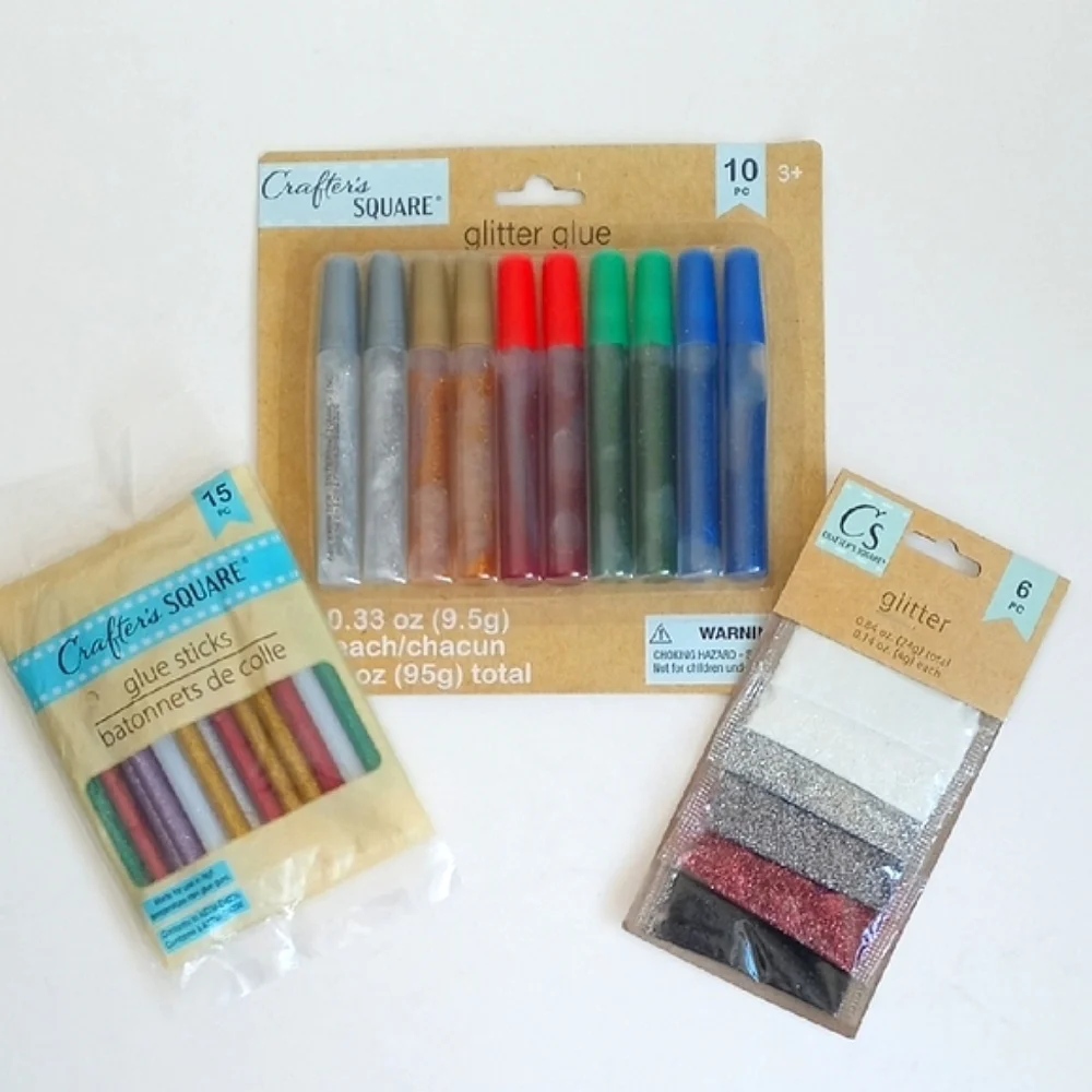 31 Set Crafter's Square 10 Glitter Glue, 15 Glitter Sticks, 6 Piece Glitter Pack